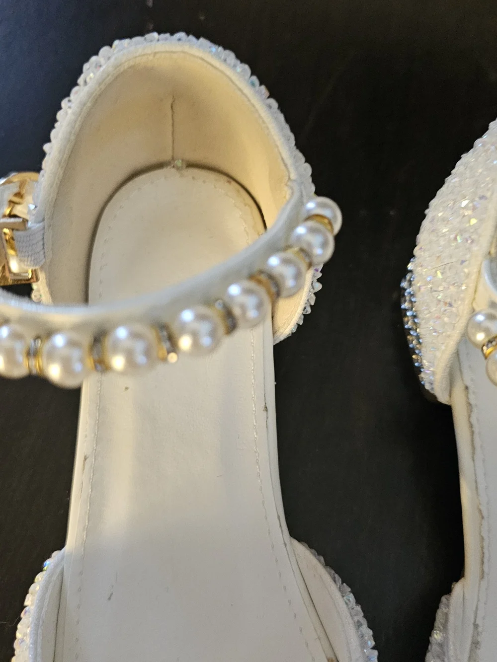 White Girls' Pearl-Accent Dress Sandals